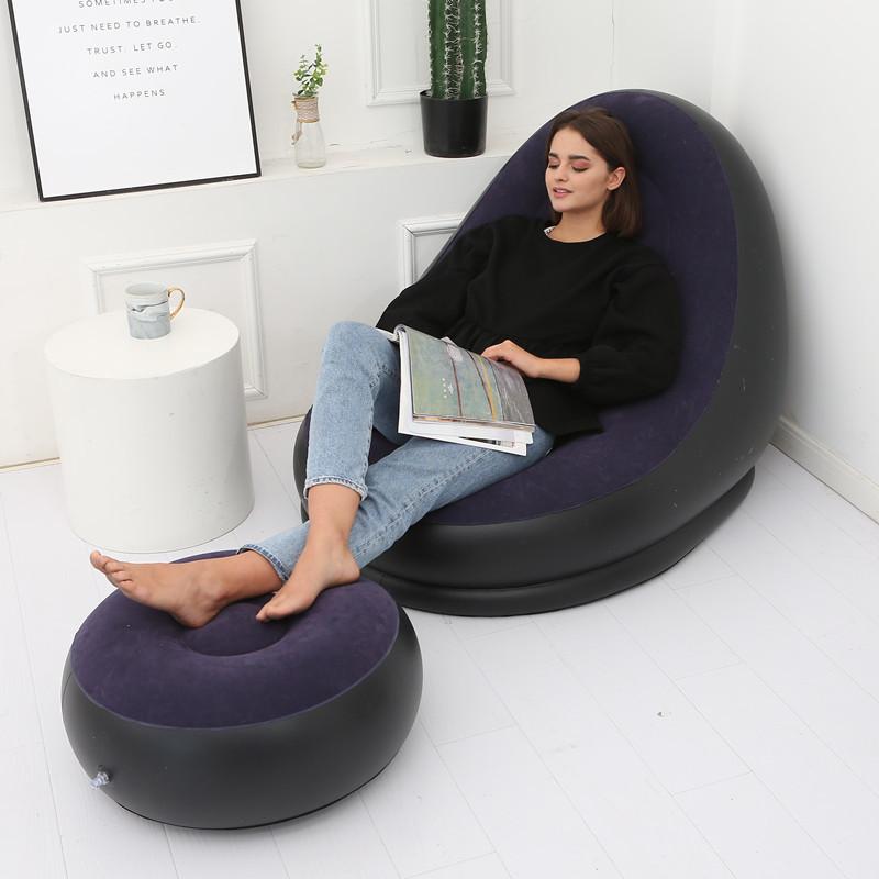 Đậu Túi Sofa Lười Bơm Hơi Gấp Gọn Chống Bẹp Đầu Ngoài Trời Sofa Giường Có Bàn Đạp Thoải Mái Thông Tắc Đường Ống Ghế Sofa Đơn Ghế Đống Lớp Phủ