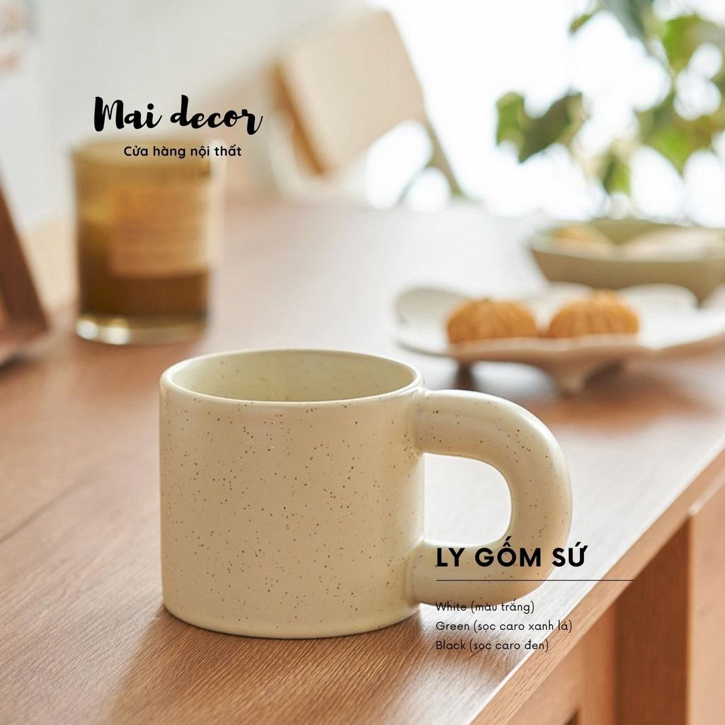 Ly dĩa gốm sứ có quai cao cấp dày dặn, họa tiết trendy phong cách Hàn Quốc Chất liệu ly được nung từ gốm sứ cao cấp, th