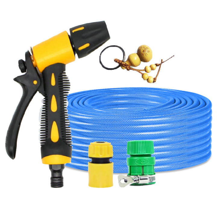 Bộ dây vòi xịt nước rửa xe, tưới cây đa năng, tăng áp 3 lần, loại 7m, 10m 206319 cút sập,+ tặng móc khoá