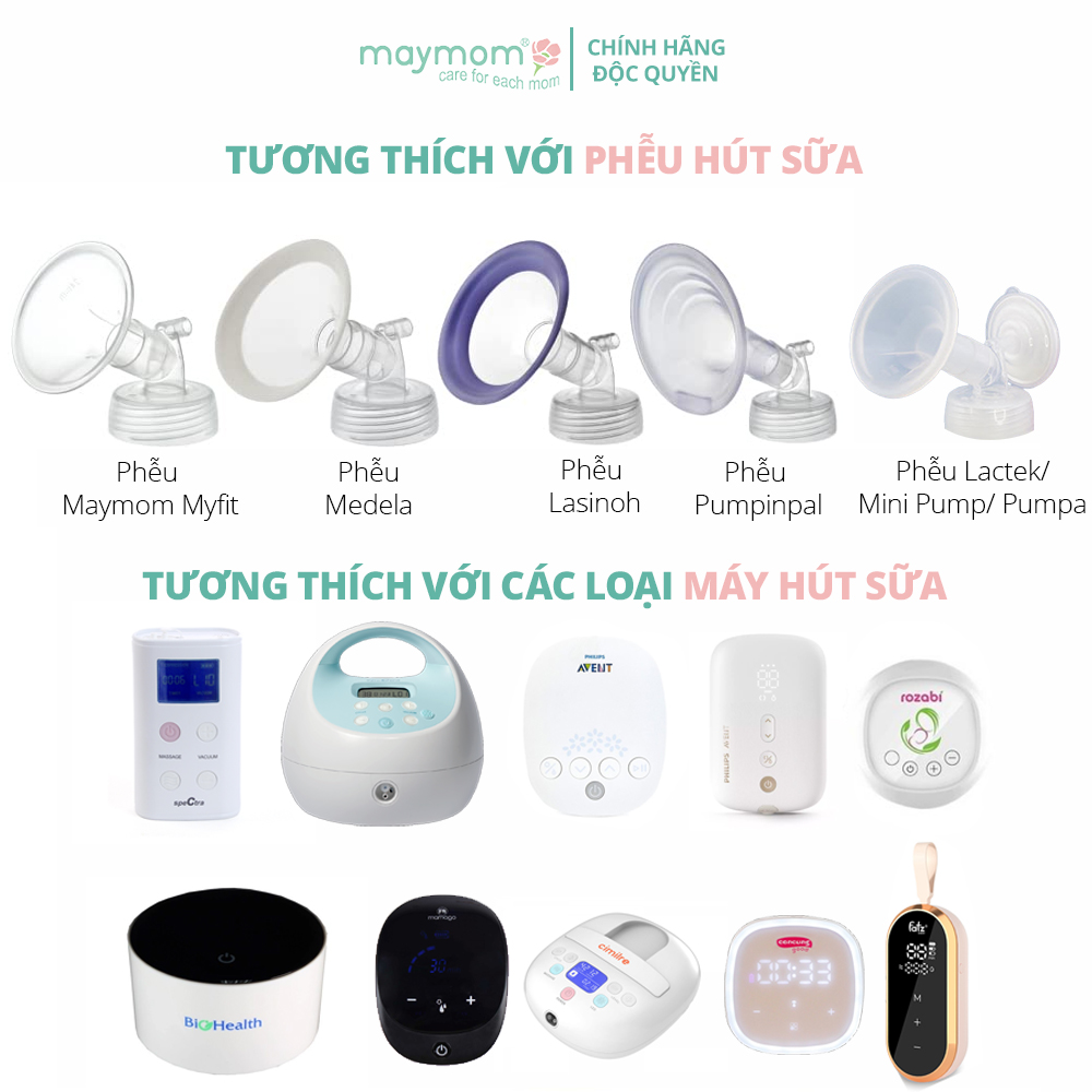 Cổ Nối Phễu Maymom Myfit Loại Cổ Rộng, Tương Thích Phễu Hút Sữa Spectra, Pumpin, Lacteck, Mini Pum, Pumpa, Silicon