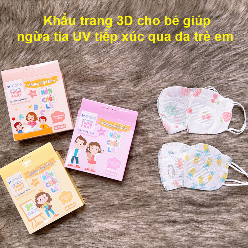 Khẩu trang mầm chồi lá cho bé, Khẩu trang 3D cho bé 4-10 tuổi kháng giọt bắn, kháng khuẩn Baby-S – SM018