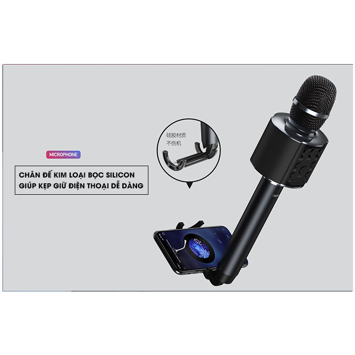 Micro Karaoke Bluetooth Remax K05 tích hợp giá đỡ điện thoại - Hàng nhập khẩu