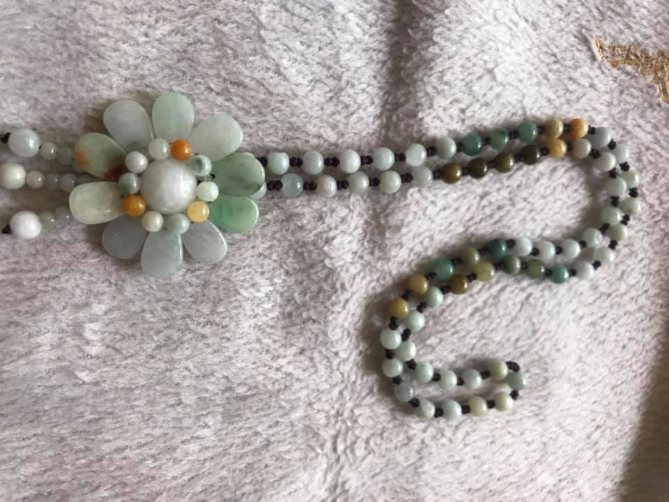 DÂY CHUYỀN BÔNG HOA ĐÁ CẨM THẠCH TỰ NHIÊN ĐẸP DÀI 30CM