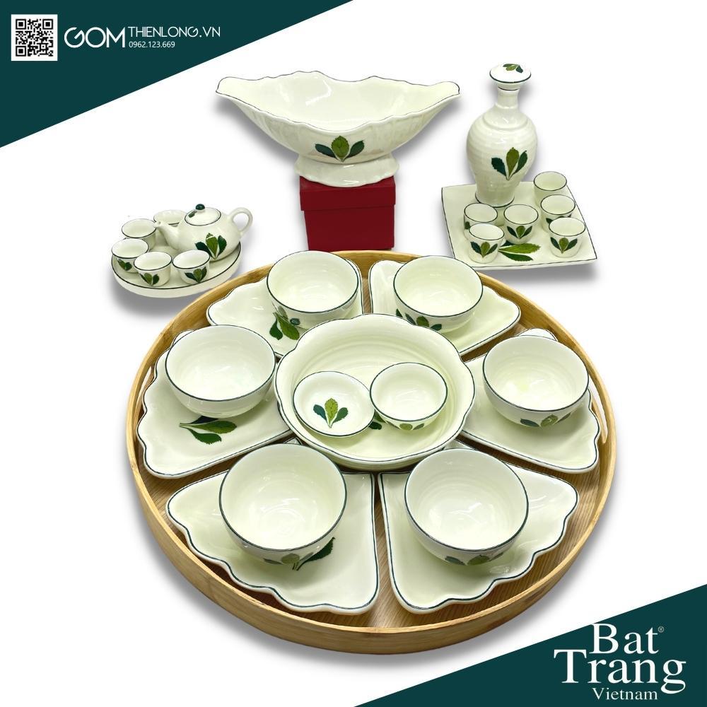 Combo Bộ Bát Đĩa Thắp Hương Hoa Mặt Trời Lá Ngò Gai ĐK50cm - Đồ Thờ Cúng Bát Tràng - Gốm Thiên Long