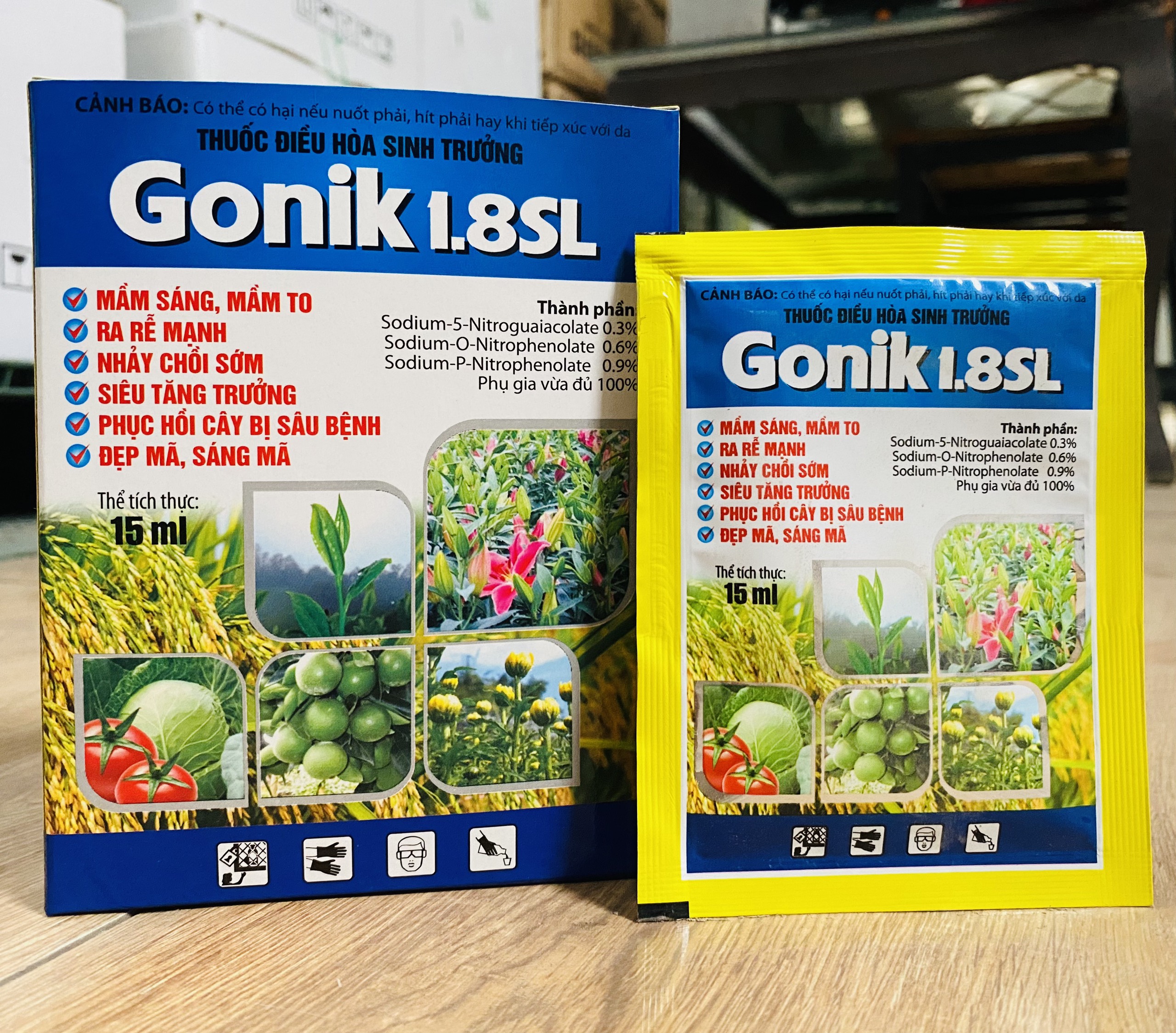 Combo trừ bệnh KinBul 100g và điều hoà sinh trưởng Gonik 15ml - Sạch bệnh, phát triển toàn diện, cải thiện mẫu mã