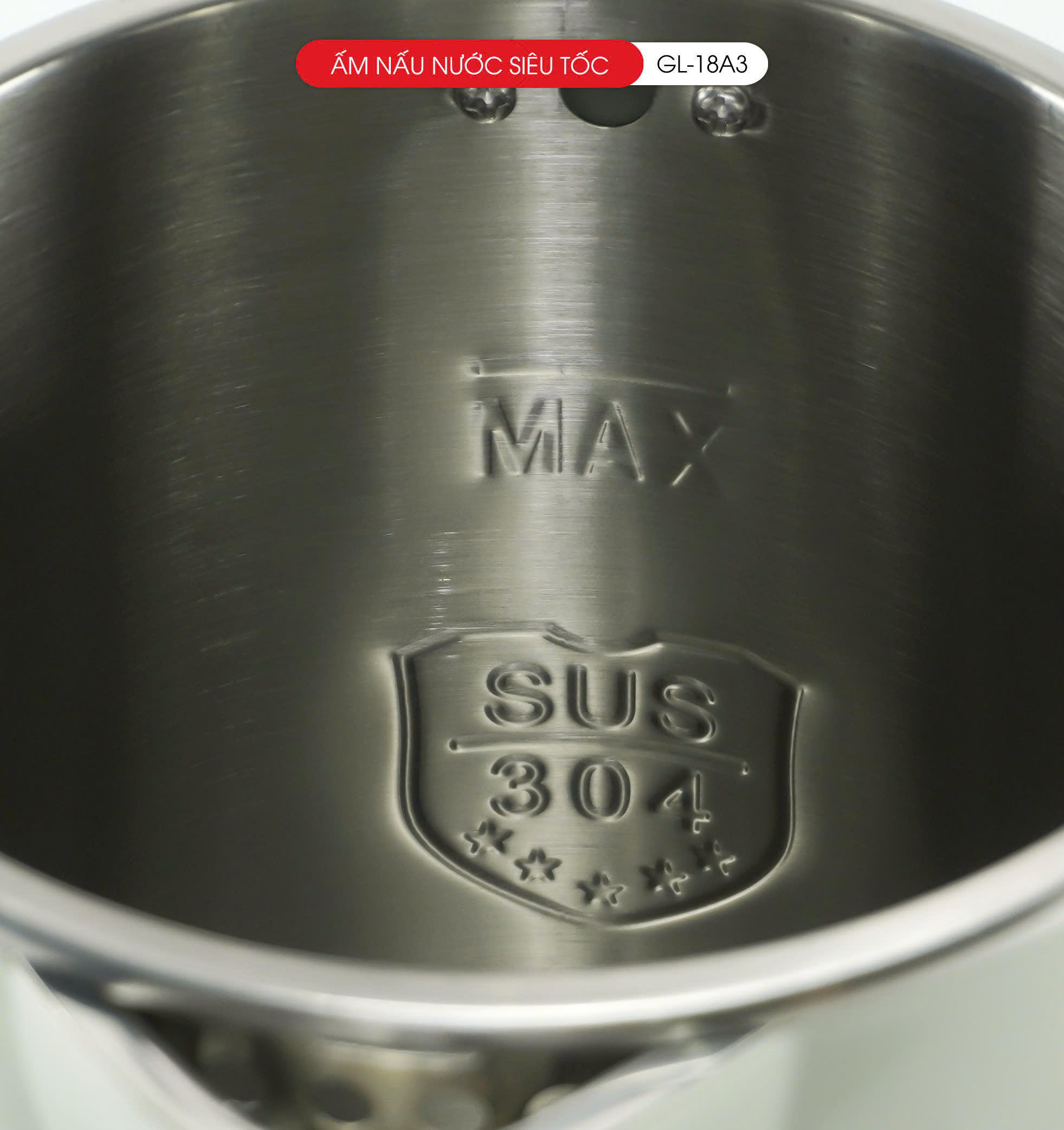 Ấm siêu tốc Gali GL-18A3 1.8L. Thiết kế 2 lớp cách nhiệt, Inox 304. Hàng chính hãng, bảo hành 24 tháng
