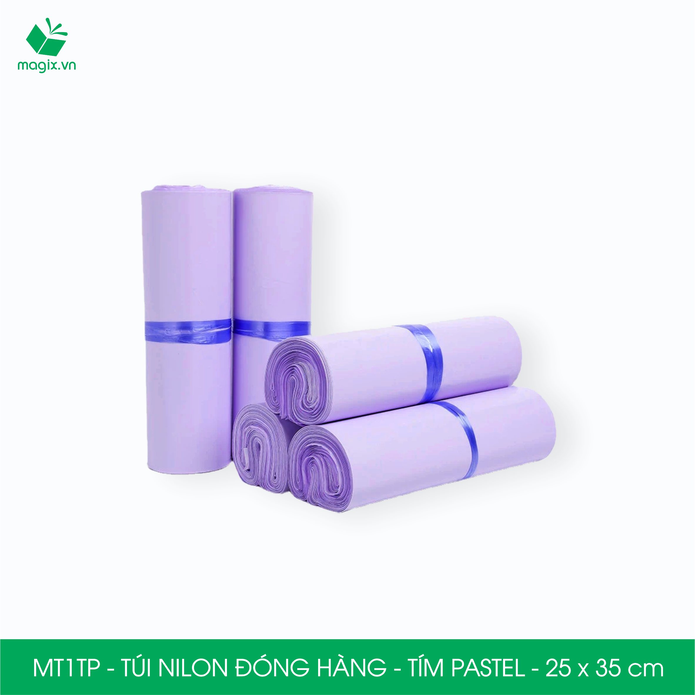 MT1TP - 25x35 cm - Túi nilon gói hàng - 200 túi niêm phong đóng hàng màu tím pastel
