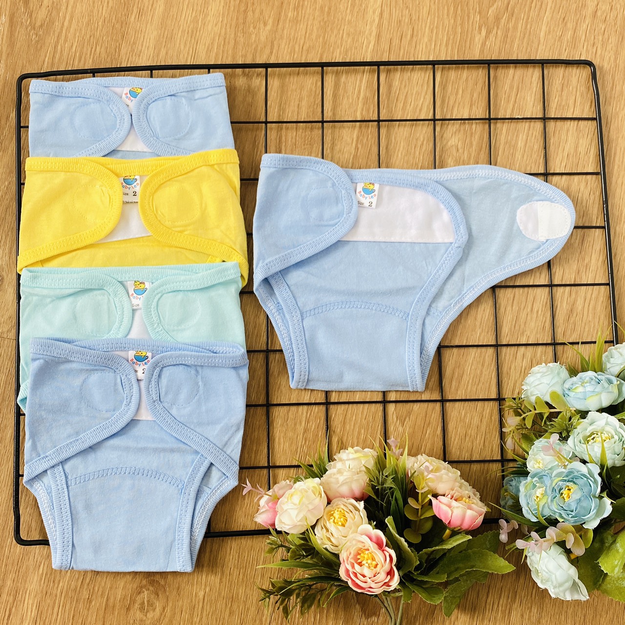 Set 10 Tã vải sơ sinh cotton THT-FR GGY cho bé trai, bé gái | Size 1,2,3 cho bé từ sơ sinh - 8kg