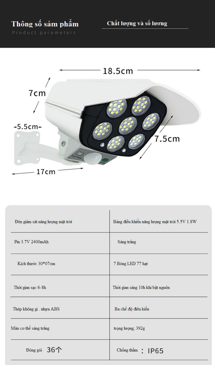 Đèn Led Dùng Pin Năng Lượng Mặt Trời Cảm ứng Mô Hình camera Chống Trộm HD-03