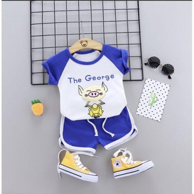 Bộ Cộc Tay Cho Bé in Hình Heo Con M43