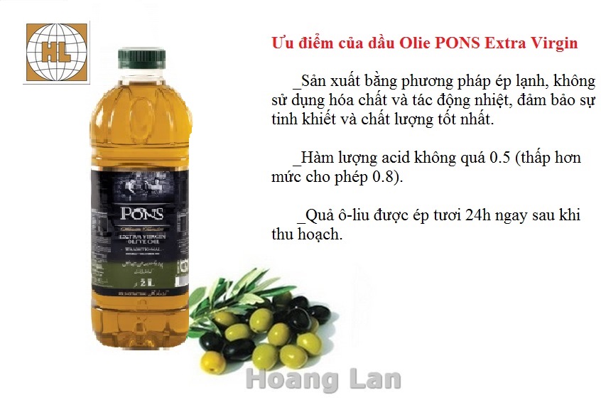 Dầu Olive Extra Virgin PONS 2L - Tây Ban Nha (chai nhựa)