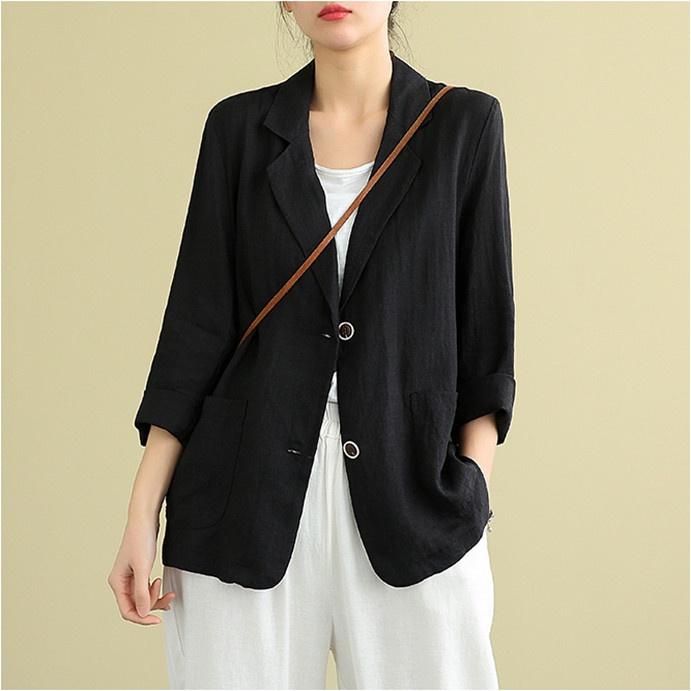 Áo khoác vest blazer nữ phong cách hàn quốc 2 túi chất đũi xước cao cấp