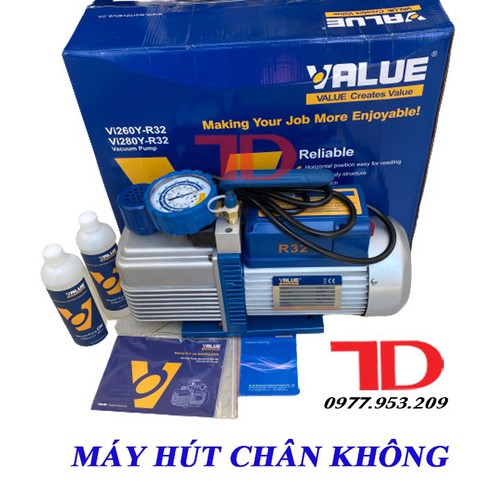 Máy hút chân không Value VI260Y 6.0 CFM có đồng hồ báo áp và rờ le tự ngắt hàng chính hãng