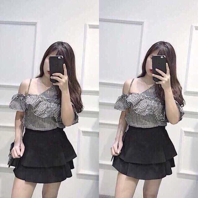 CHÂN VÁY TIỂU THƯ 2 TẦNG XÒE NGẮN