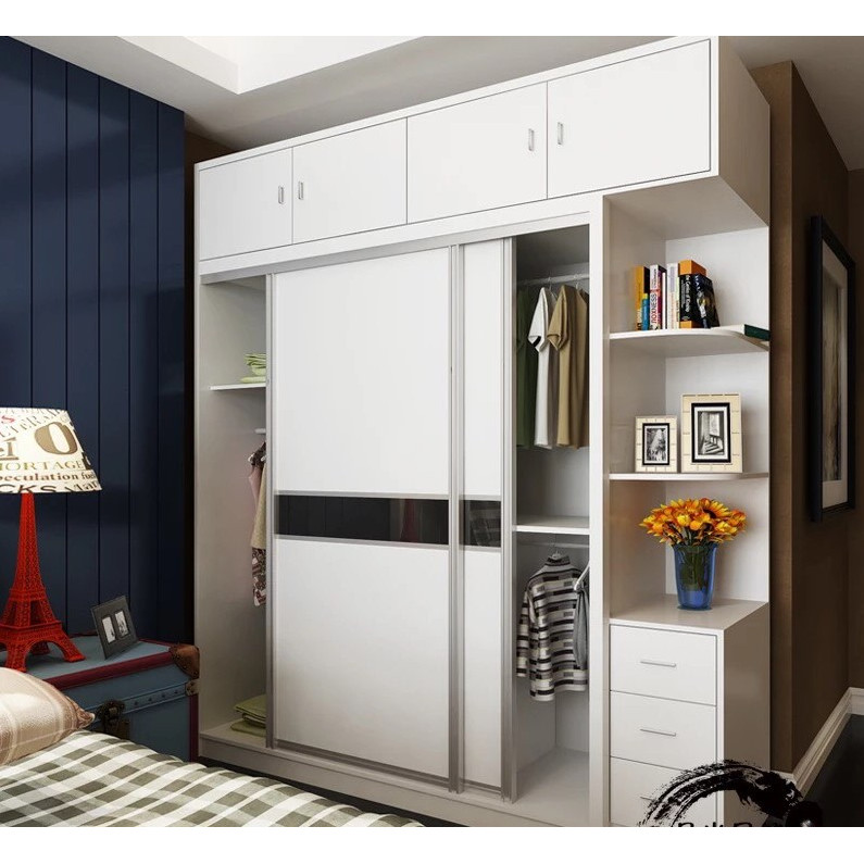 Tủ Quần Áo 2 Cánh Lùa Màu Trắng Viền Đen Hiện Đại - TA226