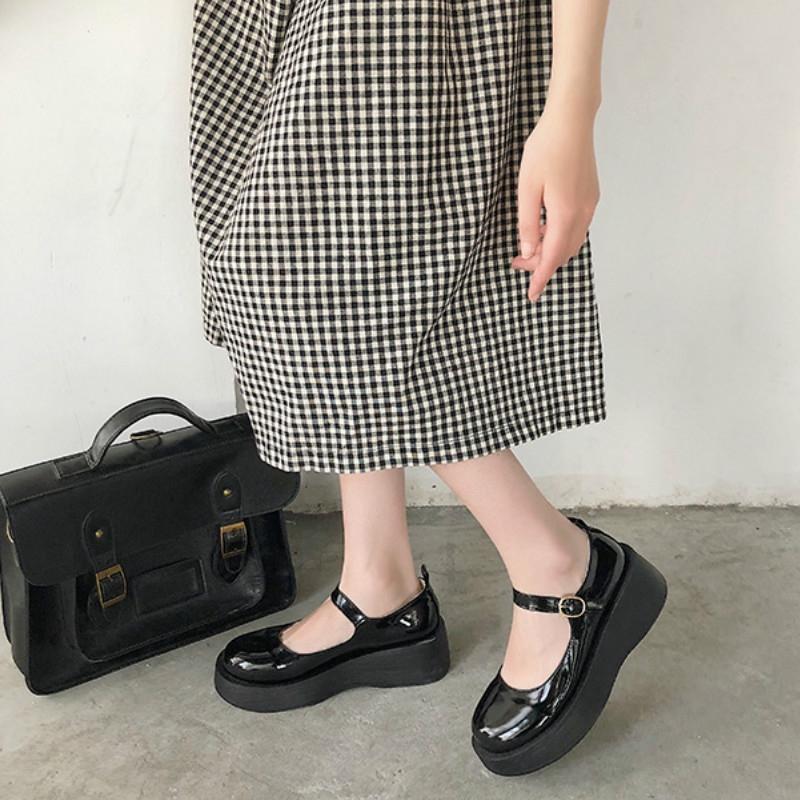 Small leather shoes round head Mary Jane single shoes