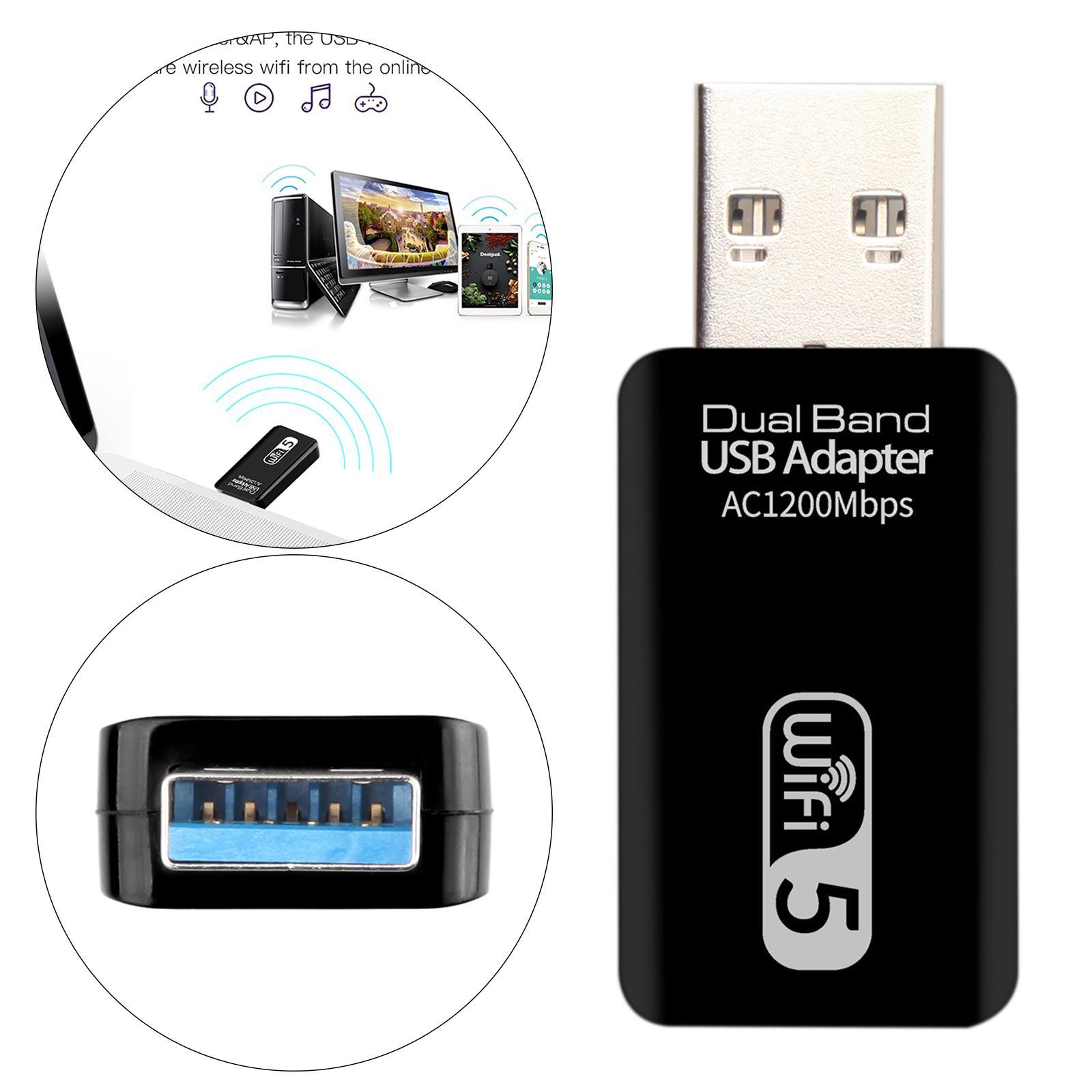 1200 Mbps 2.4-5.8GHz USB Dual Band Wireless Adapter WiFi for Laptop