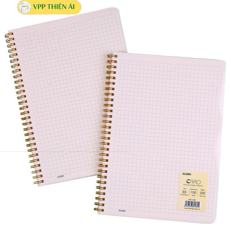 Vở lò xo kép Caro mm B5 bìa trong - 120/200 trang - VPP Thiên Ái
