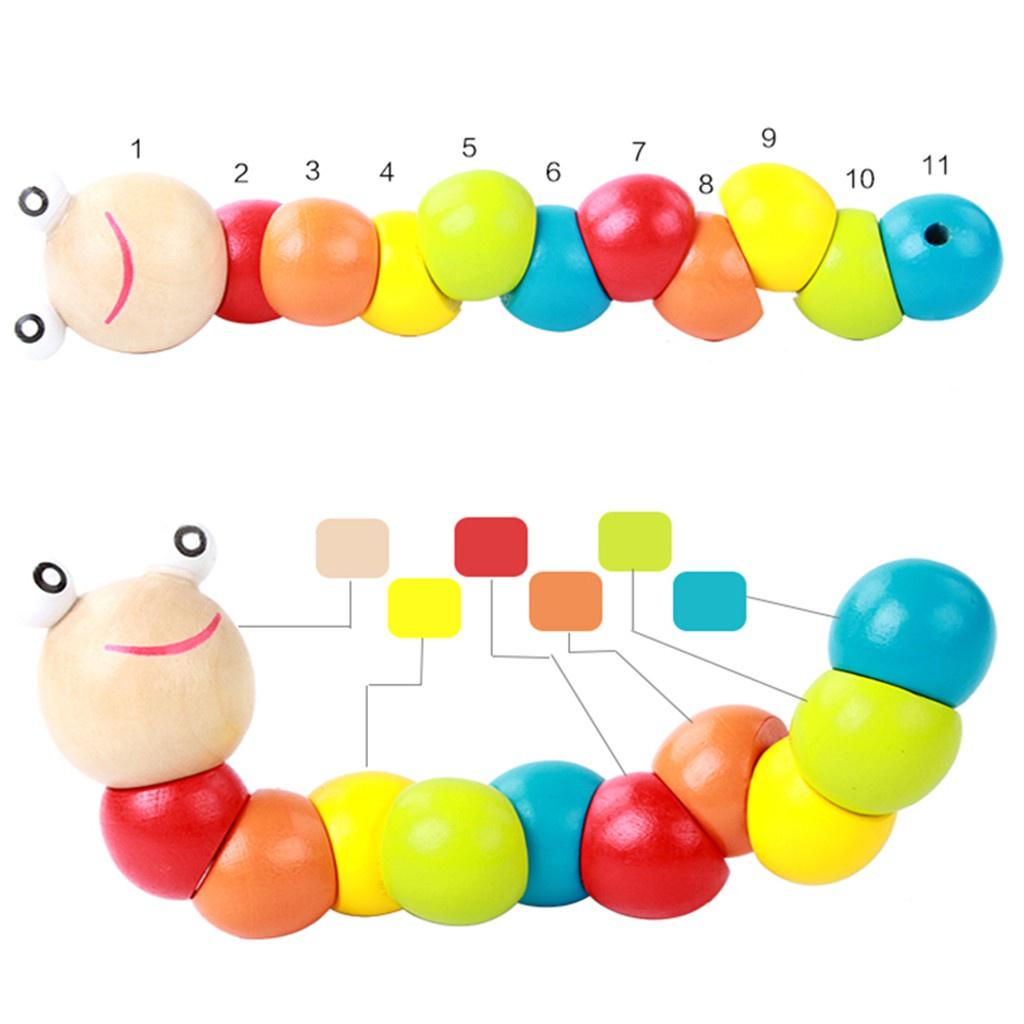 Con sâu gỗ uốn dẻo - đồ chơi gỗ giáo dục sớm