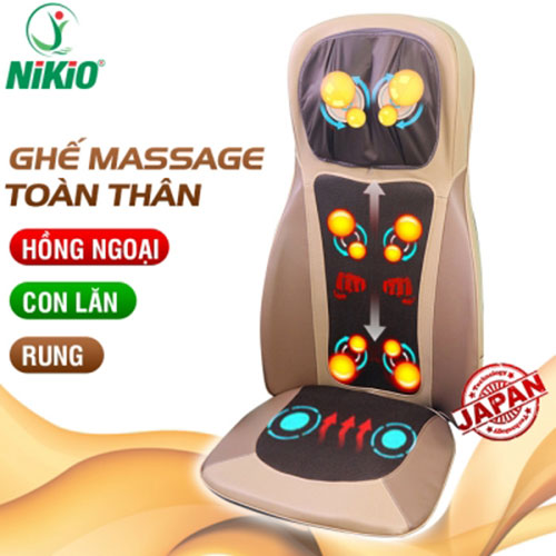 Đệm, Ghế massage Toàn Thân Nikio NK-180 - Máy Mát Xa Lưng Chuyên Sâu, Hỗ Trợ Xoa Bóp Cổ Vai Gáy, Công Nghệ Xoa Bóp Dây Ấn, Rung Và Nhiệt Nóng - Cải Thiện Đau Mỏi Toàn Thân - Sử Dụng Được Trên Ô Tô - Màu nâu
