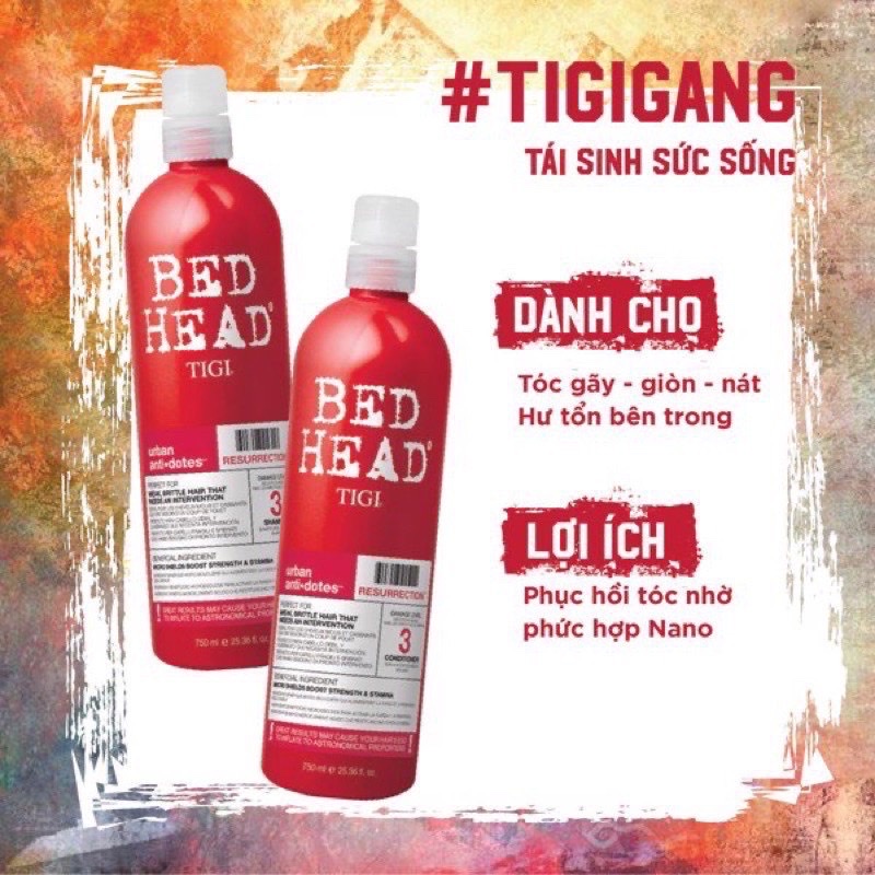 Cặp dầu gội xả TIGO Đỏ  ,750ml làm sạch tóc và da đầu ,cung cấp vitamin, dưỡng ẩm hết xơ rối ,mùi thơm dễ chịu