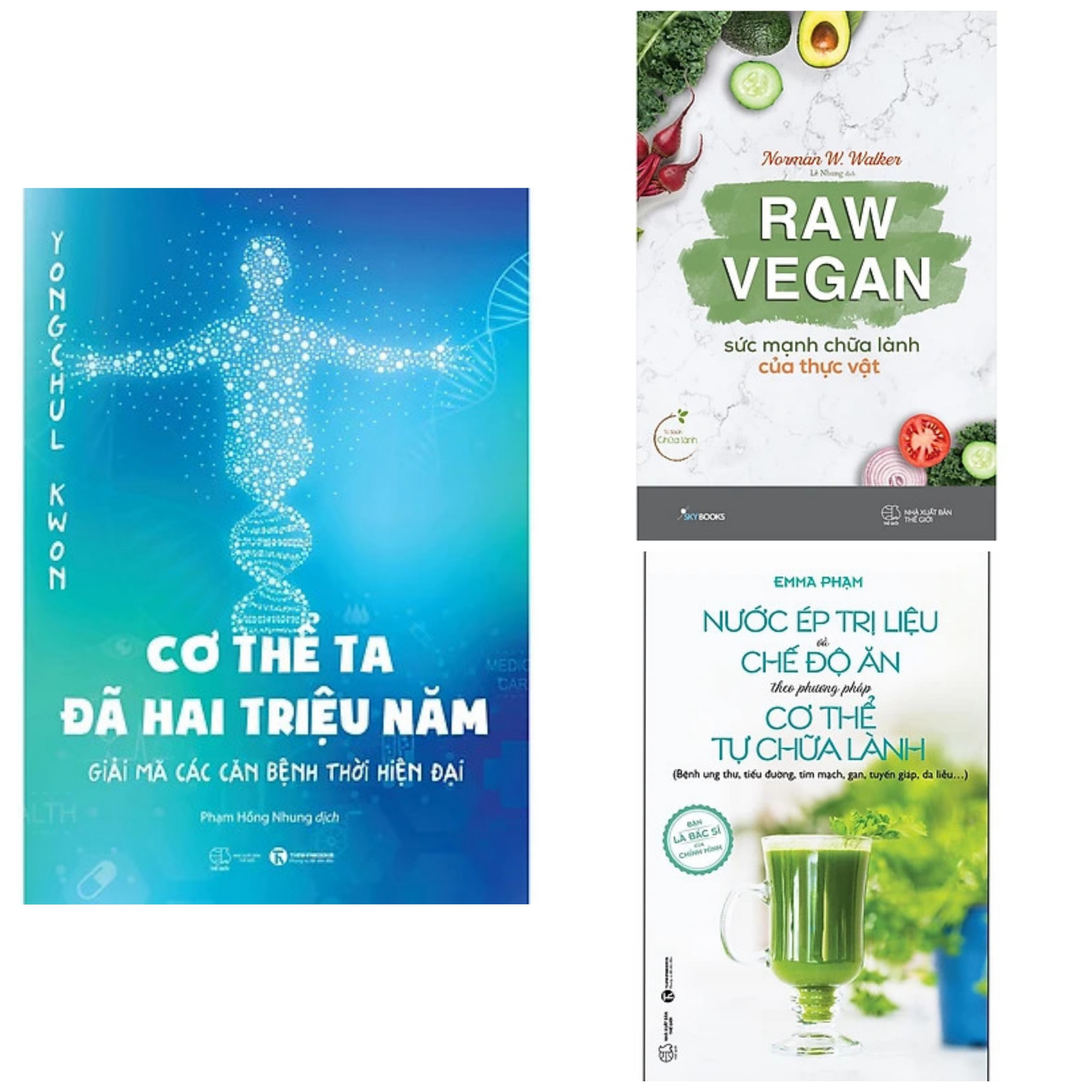 Combo 3Q: Cơ Thể Ta Đã Hai Triệu Năm - Giải Mã Các Căn Bệnh Thời Hiện Đại + Nước Ép Trị Liệu Và Chế Độ Ăn Theo Phương Pháp Cơ Thể Tự Chữa Lành + Raw Vegan – Sức Mạnh Chữa Lành Của Thực Vật (Tặng kèm bookmark)