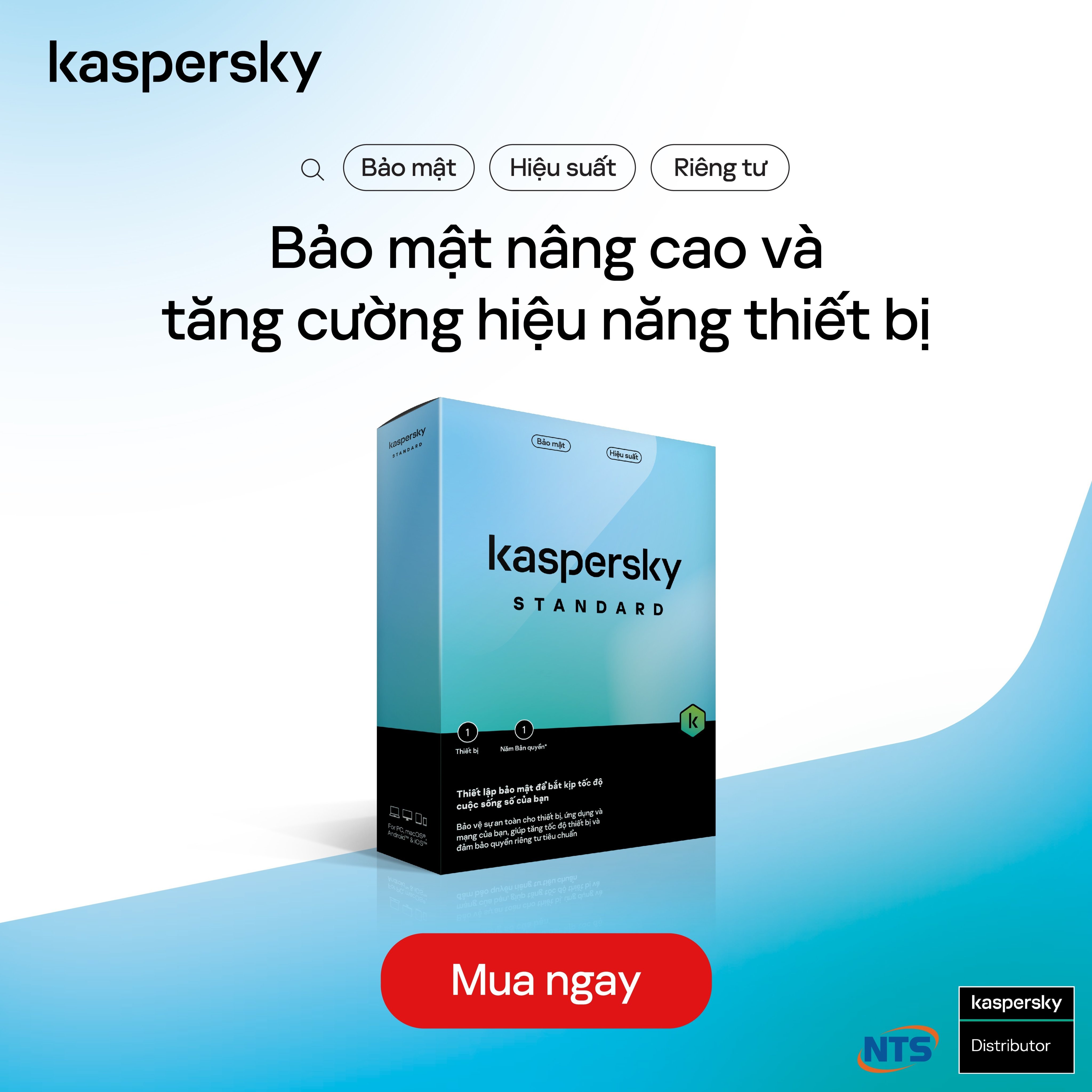 Phần mềm diệt virus Kaspersky Standard 5 Thiết bị/năm - Hàng chính hãng