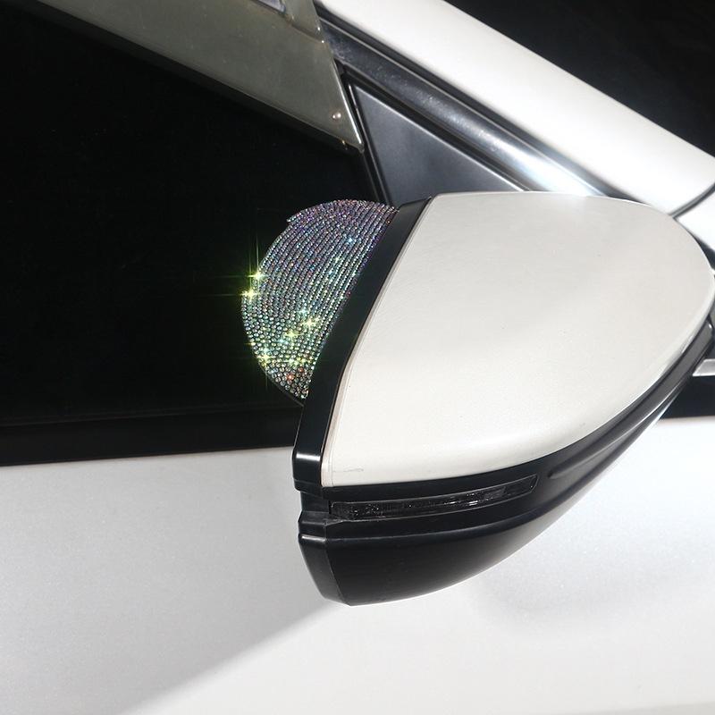 1 Pair Colorful Car Side Rearview Mirror Diamond Rain Eyebrow/ PVC Universal Anti-glare Shield Eyebrow Rain Cover/ Useful Car Accessories
