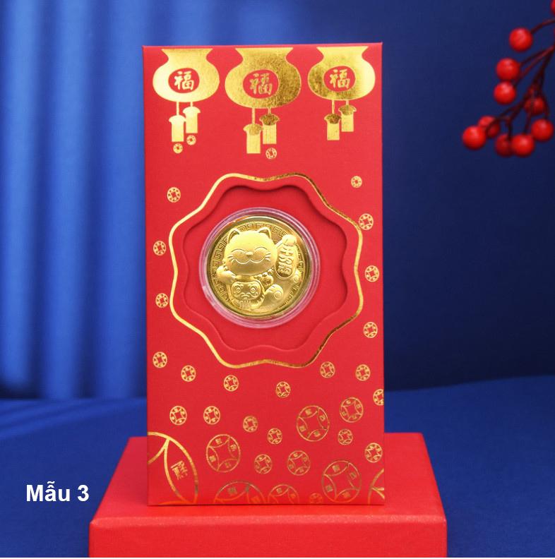 Bao lì xì đồng xu vàng hình Con Mèo Đài Loan Tết 2023 - Mẫu 3 - PASA COLLECTION