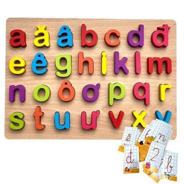 Bảng học chữ cái Tiếng Việt in hoa hoặc in thường bằng gỗ nổi cho bé