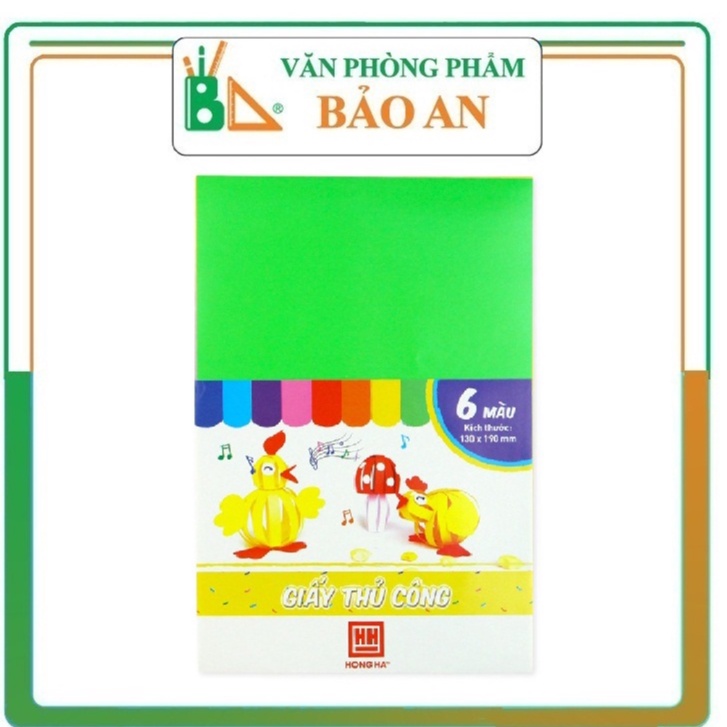 Giấy Thủ Công HH Decan 6 Màu 3487  Mặt Giấy Láng Bóng – Màu Sắc Tươi Sáng. Mặt Sau Giấy Có Kẻ Ô Kích Thước Thuận Tiện Cho Việc Lấy Kích Thước Và Cắt Hình