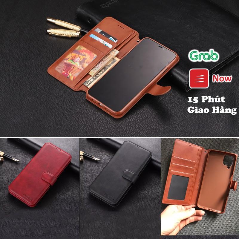 Bao da ốp lưng dành cho Samsung A12 A13 A14 A02s A03s J8 2018 A6 plus kèm ví gập nắp da thật mềm mịn - azns