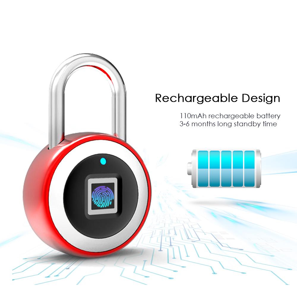 Ổ khóa vân tay bluetooth thông minh, lưu trữ đến 10 dấu vân tay, chống nước IP65, kết nối App