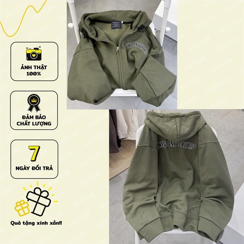 Áo Khoác nỉ This xanh rêu unisex ảnh thật SSSTore