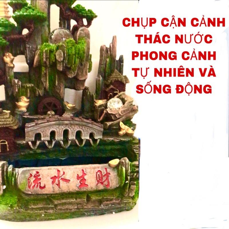 Thác nước phong thuỷ để bàn và đài phun nước ,Cầu vòm 5 lỗ tiểu cảnh hòn non bộ sáng tạo bánh xe phong thuỷ cỡ lớn 53cm