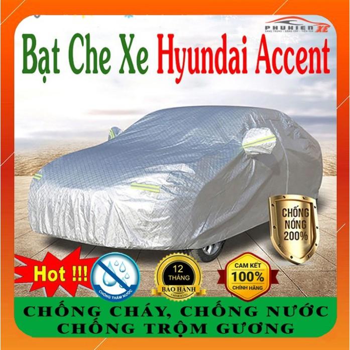 Bạt phủ ô tô Hyundai Accent cao cấp 3 lớp tráng bạc cách nhiệt, chống nước, chống trộm gương