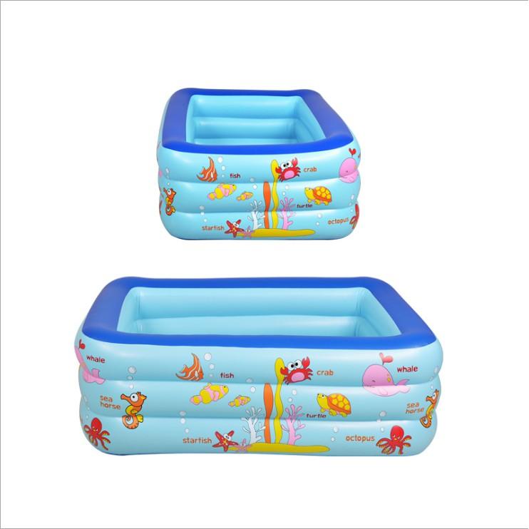 Bể bơi cho bé,Bể bơi phao hình chữ nhật Chất liệu nhựa bền đẹp-An toàn cho bé