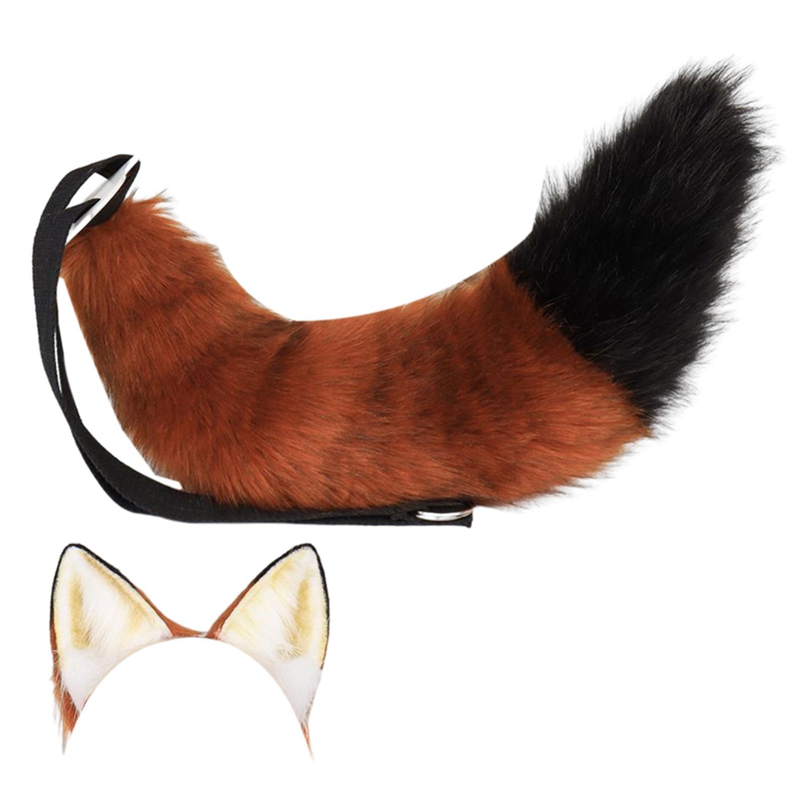 Ears and Tail Set Anime Cosplay Headwear Headband Hair Hoop Hair Accessories Hair Clip for Party Holidays Gifts Stage Performance Props