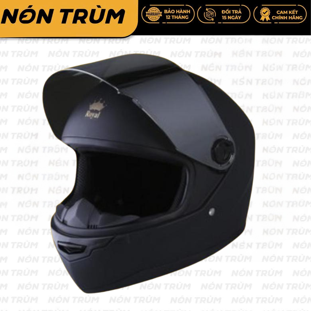 Mũ bảo hiểm xe máy fullface Royal M136 màu đen nhám có 1 kính đi phượt cho nam và nữ