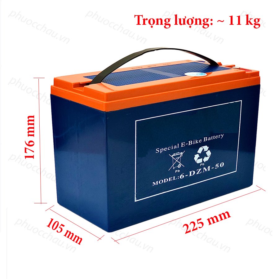 Ắc Quy Xe Máy Điện 6-DZM-50 12V-50AH, acquy dùng cho Xe Điện, Năng Lượng Mặt Trời