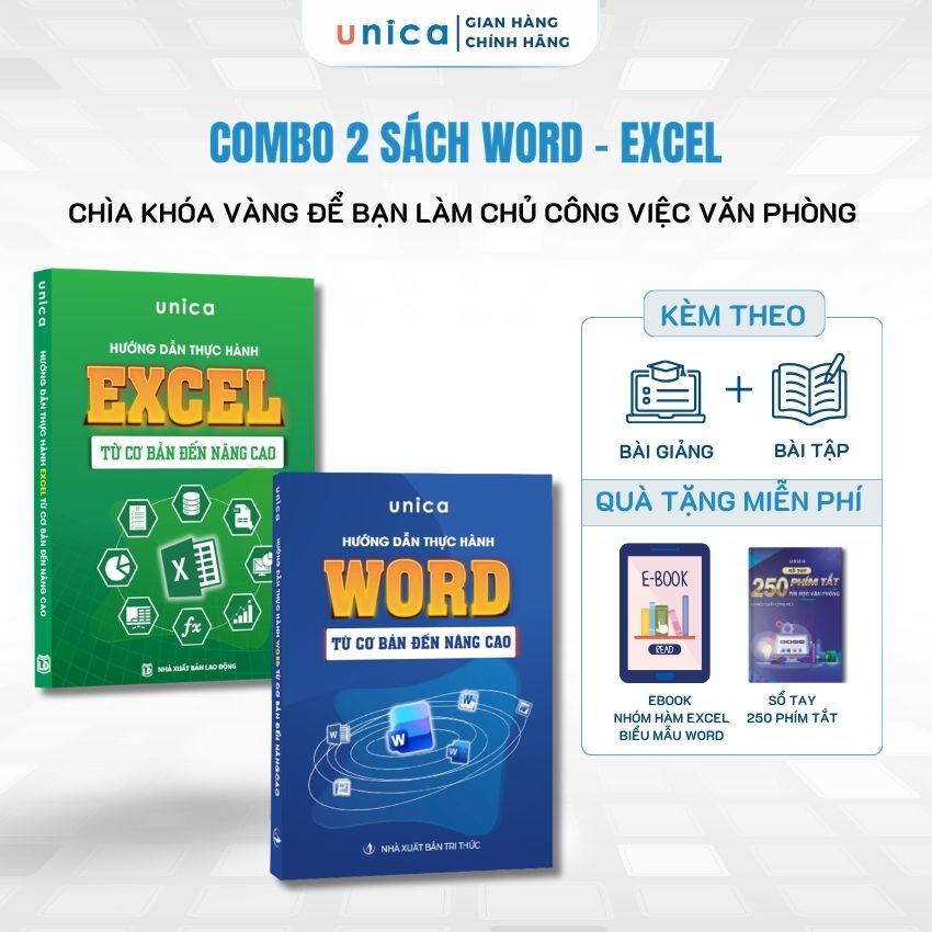 Combo 2 Sách Excel Và Word Ứng Dụng Văn Phòng Hướng Dân Chi Tiết Từ Cơ Bản Đến Nâng Cao
