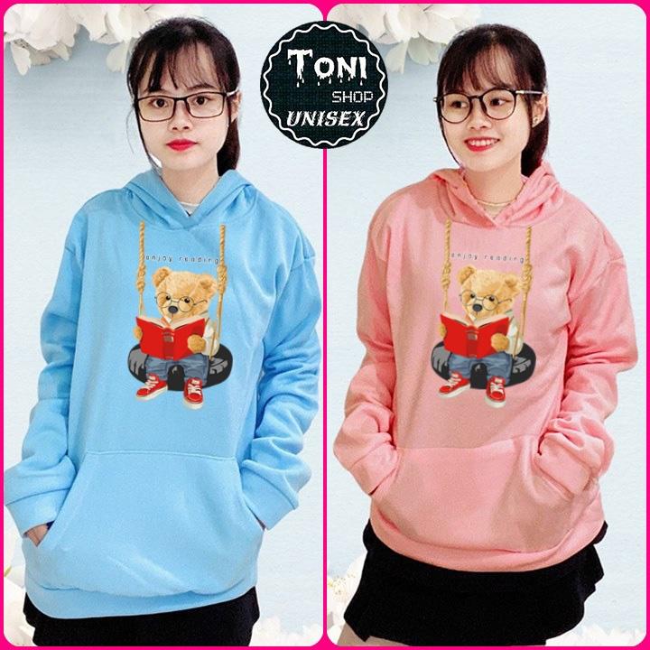 ÁO HOODIE NỈ BÔNG GẤU ĐU DÂY (HD4040 - Kèm Ảnh Thật)