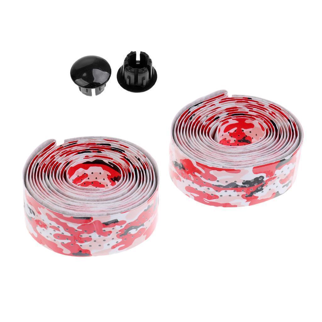 2 Pieces Cycling Road Bike Bar Tape Handlebar Tape with 2 Bar Plugs Racing Bicycle Accessories