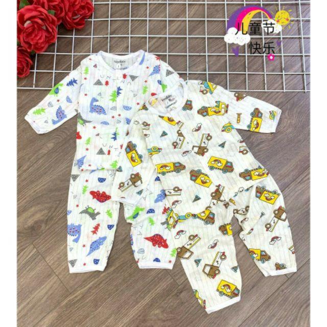 Bộ cotton giấy dài tay cài cúc giữa