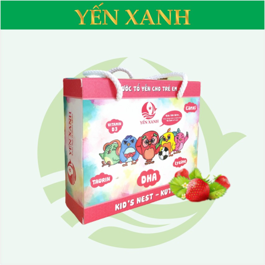 25% tổ yến - Thực phẩm bổ sung: Nước tổ yến chưng dành cho trẻ em Kid's nest - Kute hương dâu - YẾN XANH - Lốc 6 lọ x 70ml