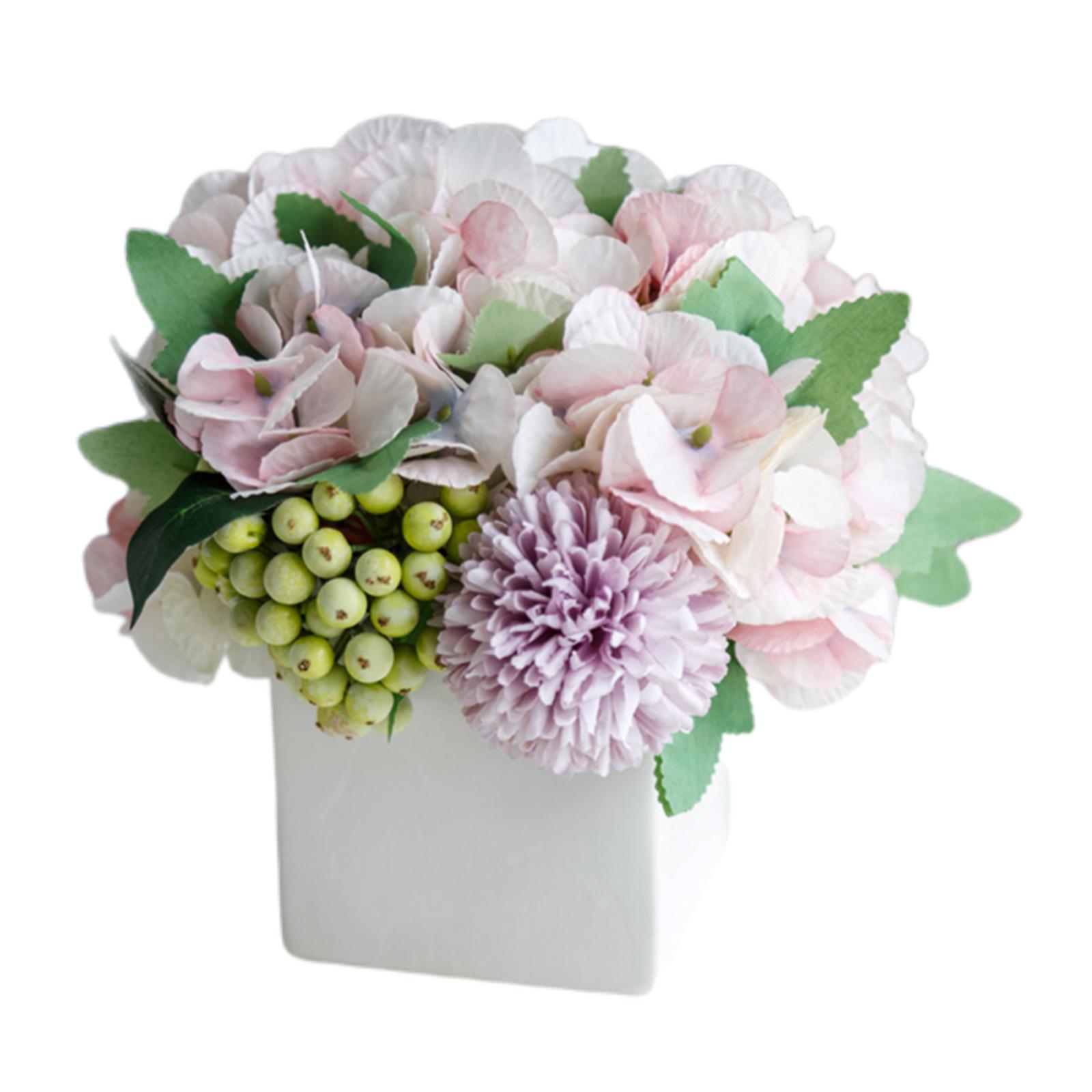 Artificial Silk Flowers Hydrangea With Ceramic Vase