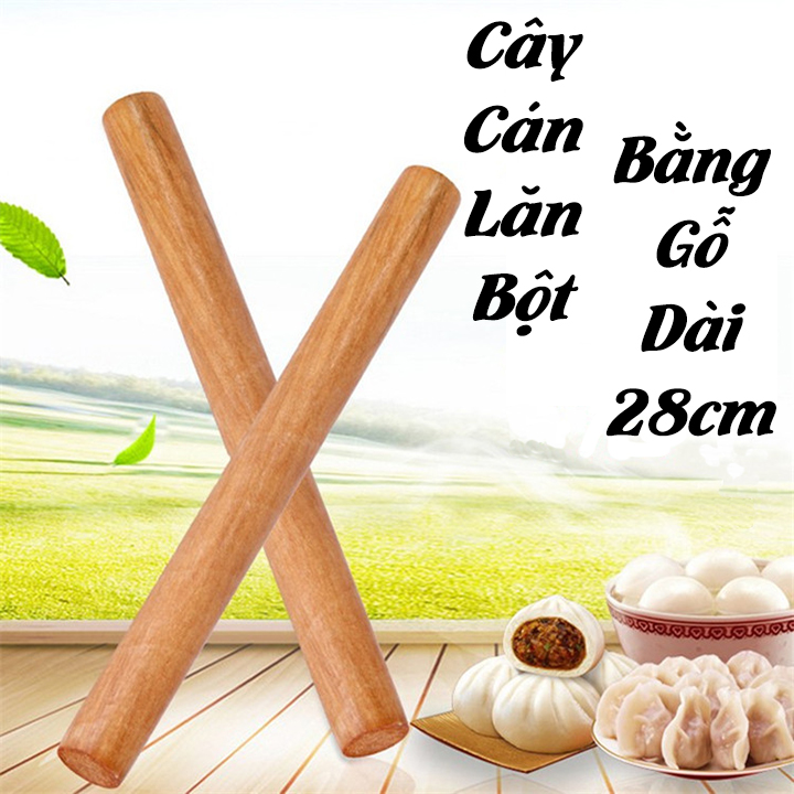 Cây Lăn Bột, Cây Cán Bột Chống Dính Làm Từ Gỗ Dài 28cm