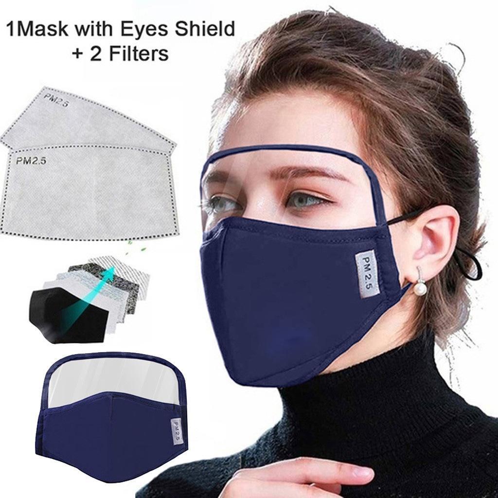 2 Pieces Anti Dust Adults Mouth Cover Masks With Clear Eye Blue