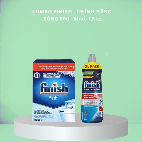 Combo Muối Rửa Bát Finish 1.5Kgnước Làm Bóng Finish 750Ml Dùng Cho Máy Rửa Bát