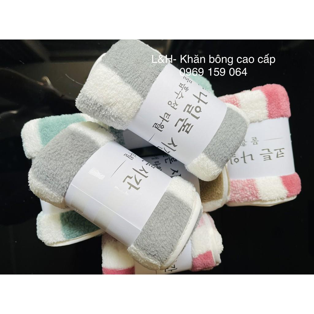 Khăn mặt lông cừu, kẻ mờ, KT 30x50cm